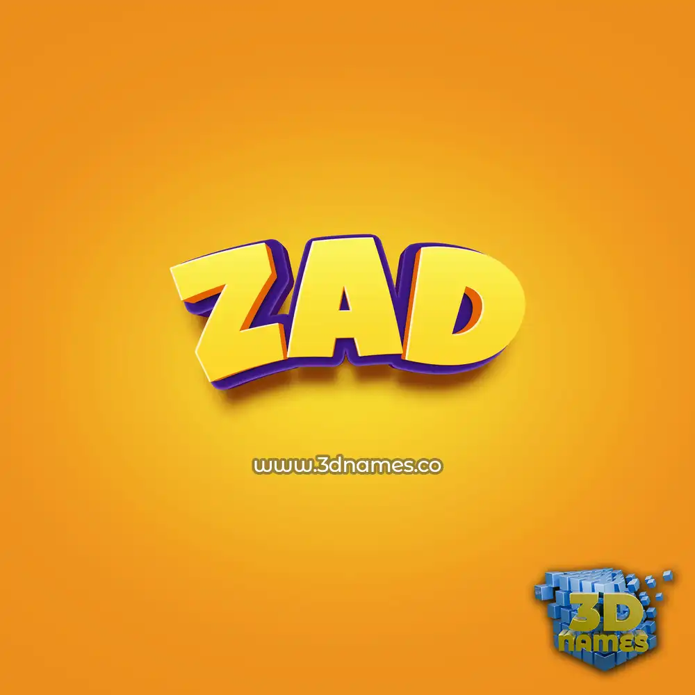 zad in Orange Toon style - 3D name wallpaper