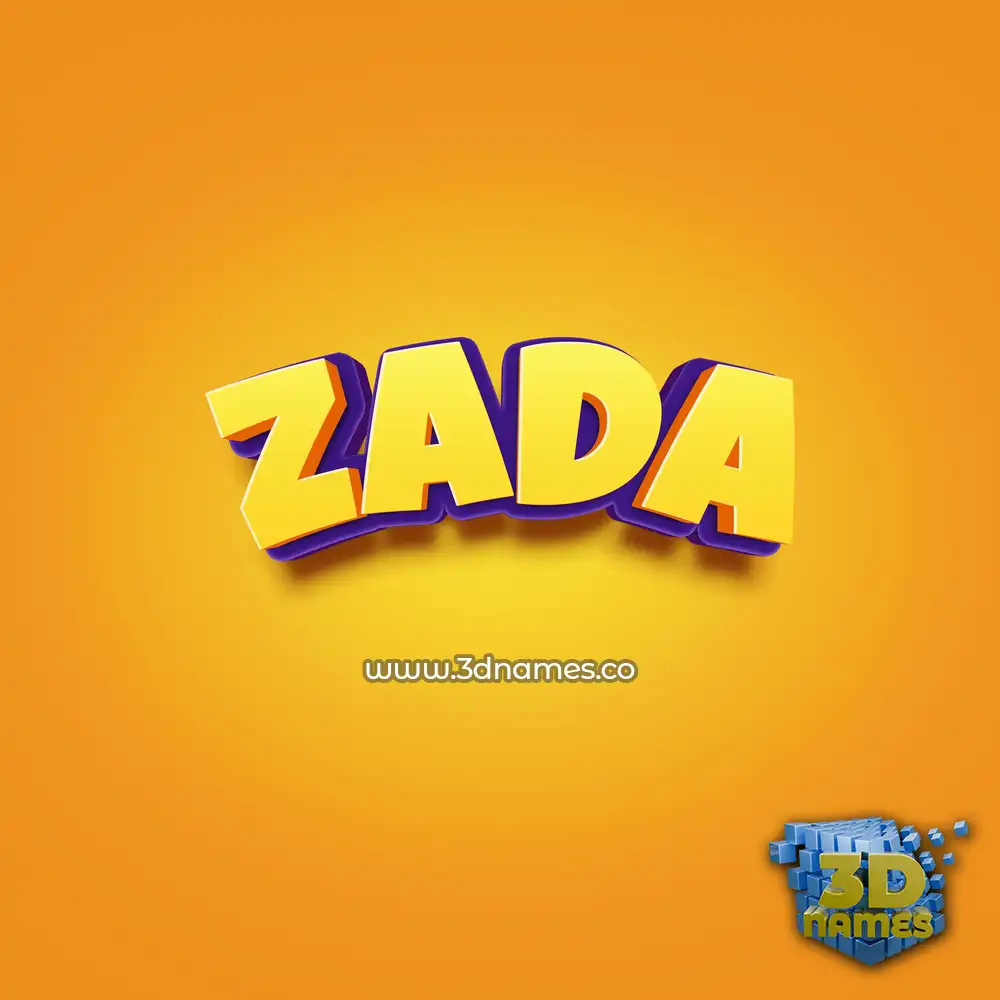 zada in Orange Toon style - 3D name wallpaper