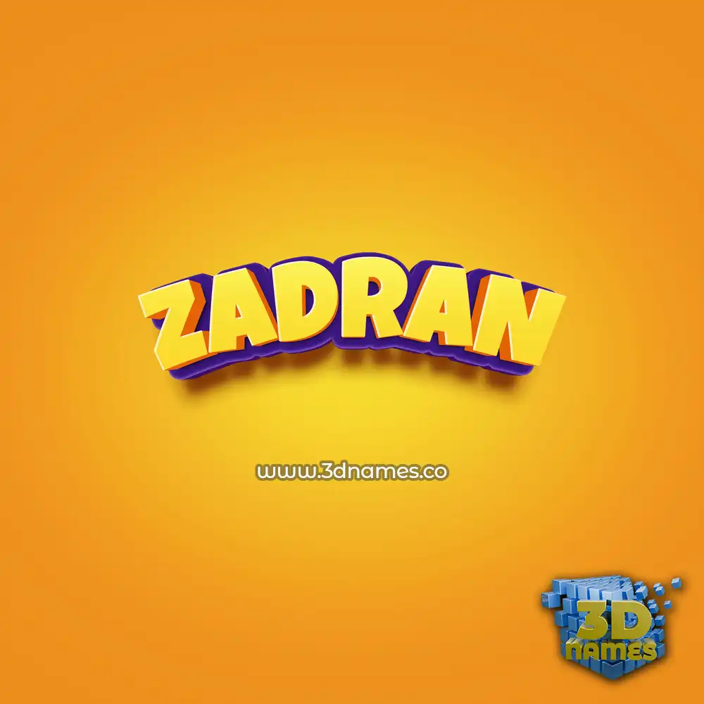 zadran in Orange Toon style - 3D name wallpaper