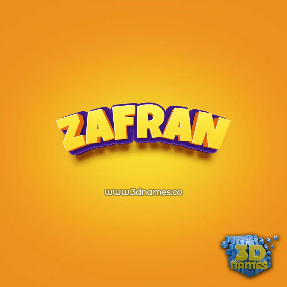 zafran in Orange Toon style - 3D name wallpaper