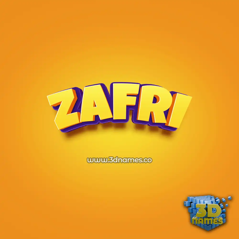 zafri in Orange Toon style - 3D name wallpaper