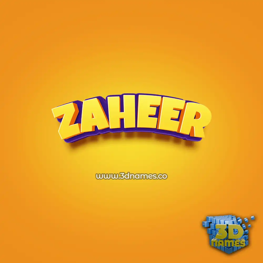 zaheer in Orange Toon style - 3D name wallpaper