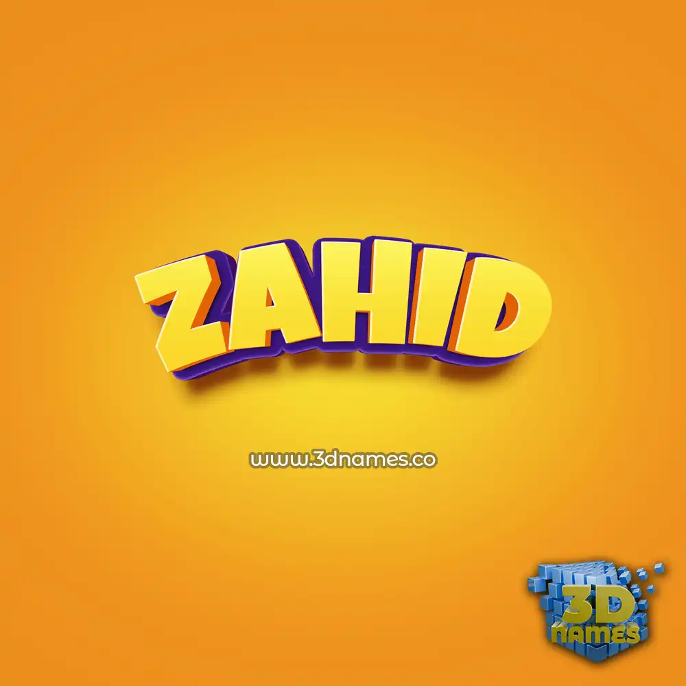 zahid in Orange Toon style - 3D name wallpaper