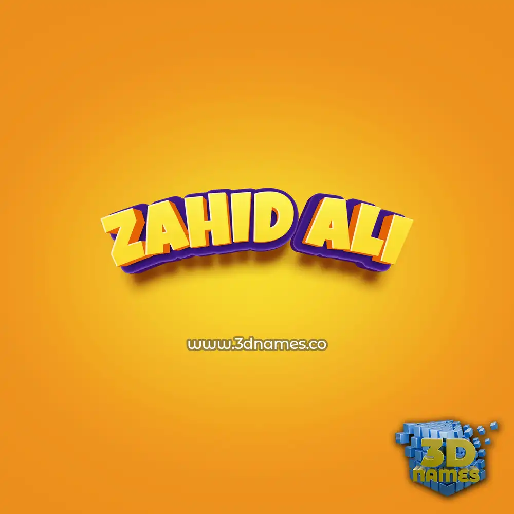 zahid ali in Orange Toon style - 3D name wallpaper