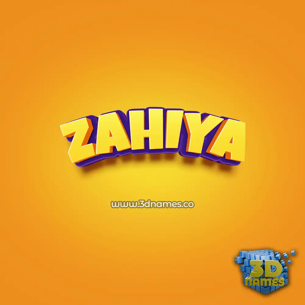 zahiya in Orange Toon style - 3D name wallpaper
