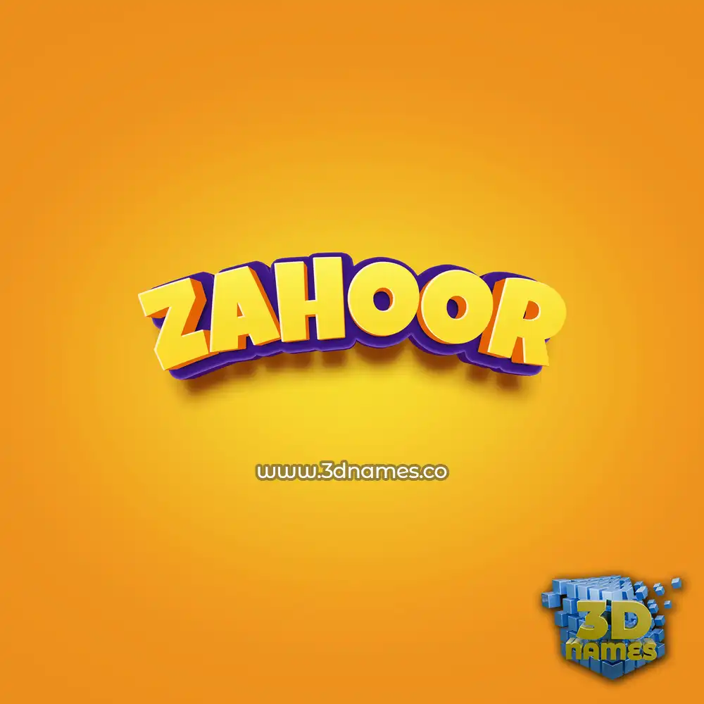 zahoor in Orange Toon style - 3D name wallpaper