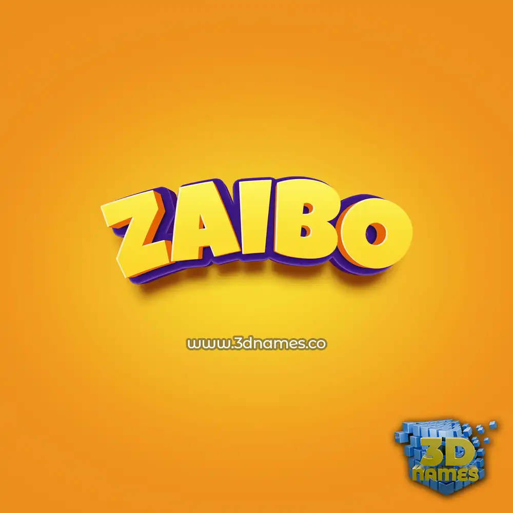 zaibo in Orange Toon style - 3D name wallpaper