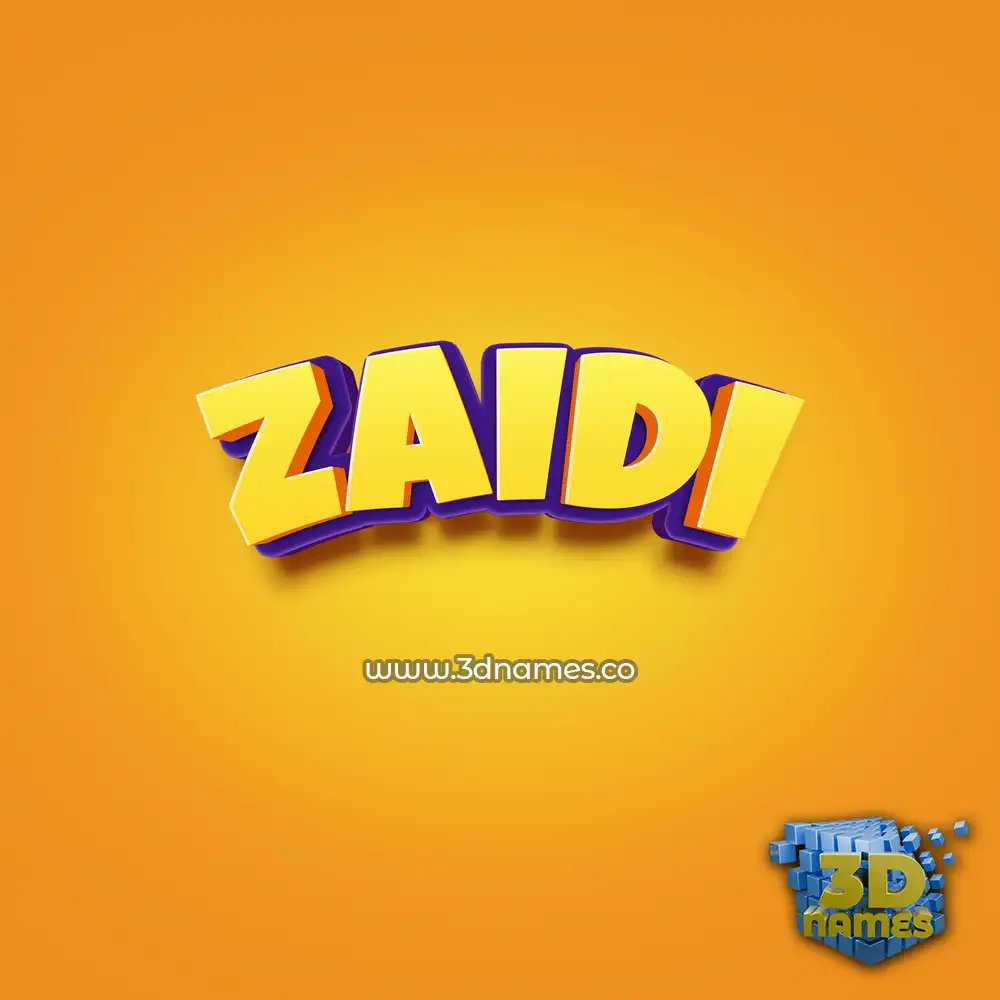 zaidi in Orange Toon style - 3D name wallpaper