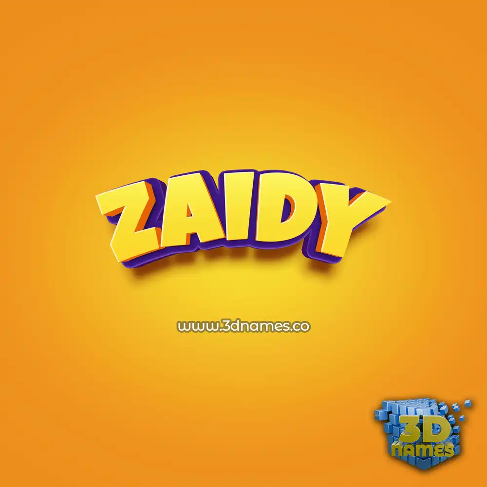 zaidy in Orange Toon style - 3D name wallpaper