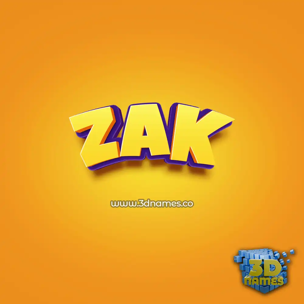 zak in Orange Toon style - 3D name wallpaper