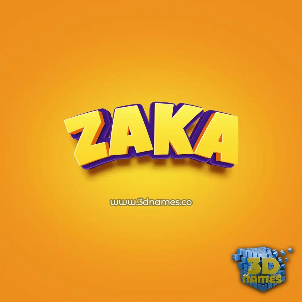zaka in Orange Toon style - 3D name wallpaper
