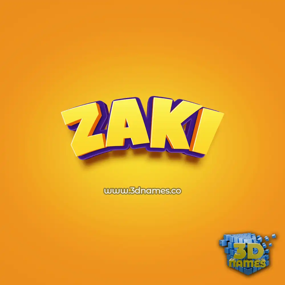 zaki in Orange Toon style - 3D name wallpaper