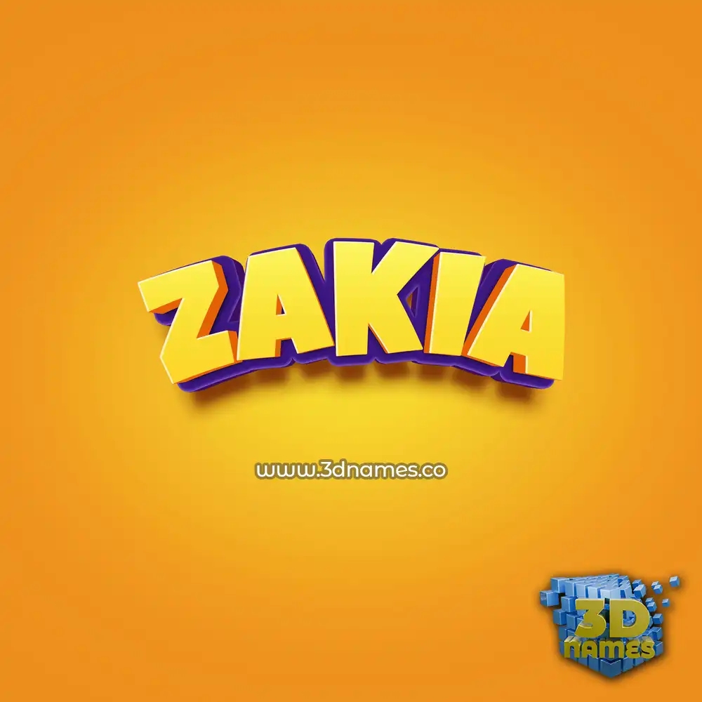 zakia in Orange Toon style - 3D name wallpaper