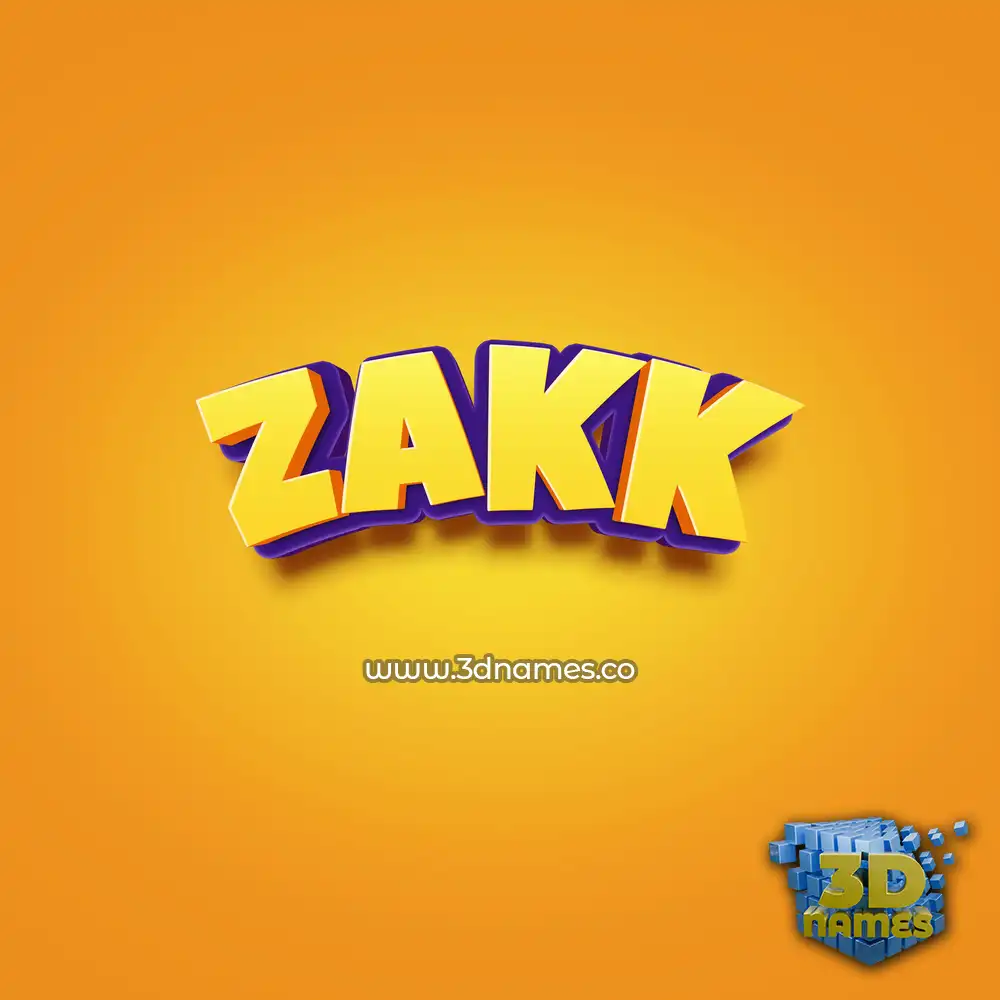 zakk in Orange Toon style - 3D name wallpaper