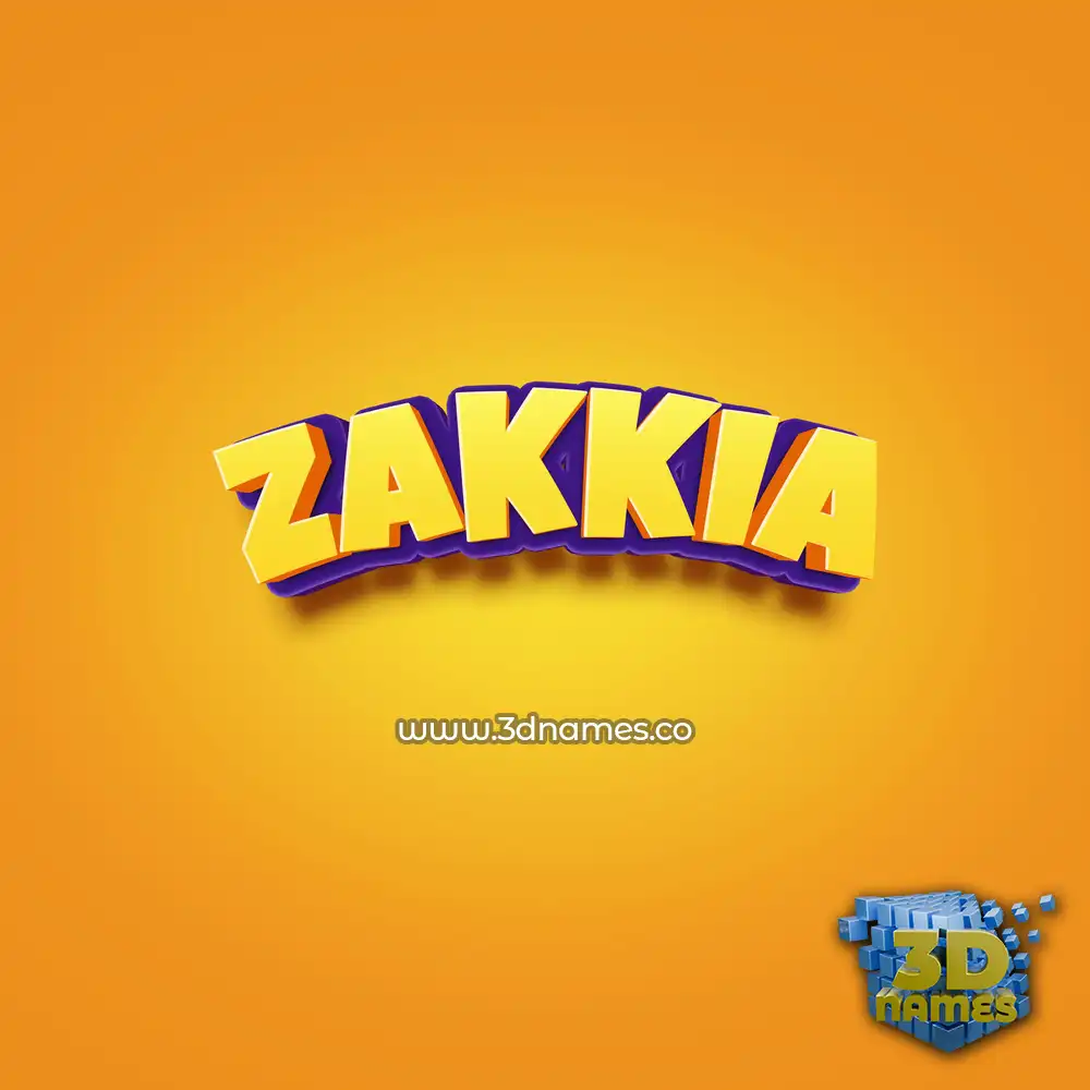 zakkia in Orange Toon style - 3D name wallpaper