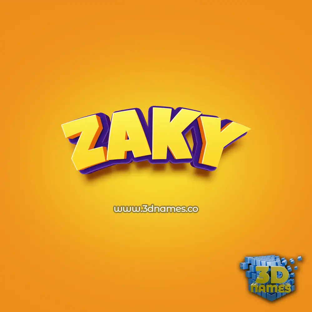 zaky in Orange Toon style - 3D name wallpaper