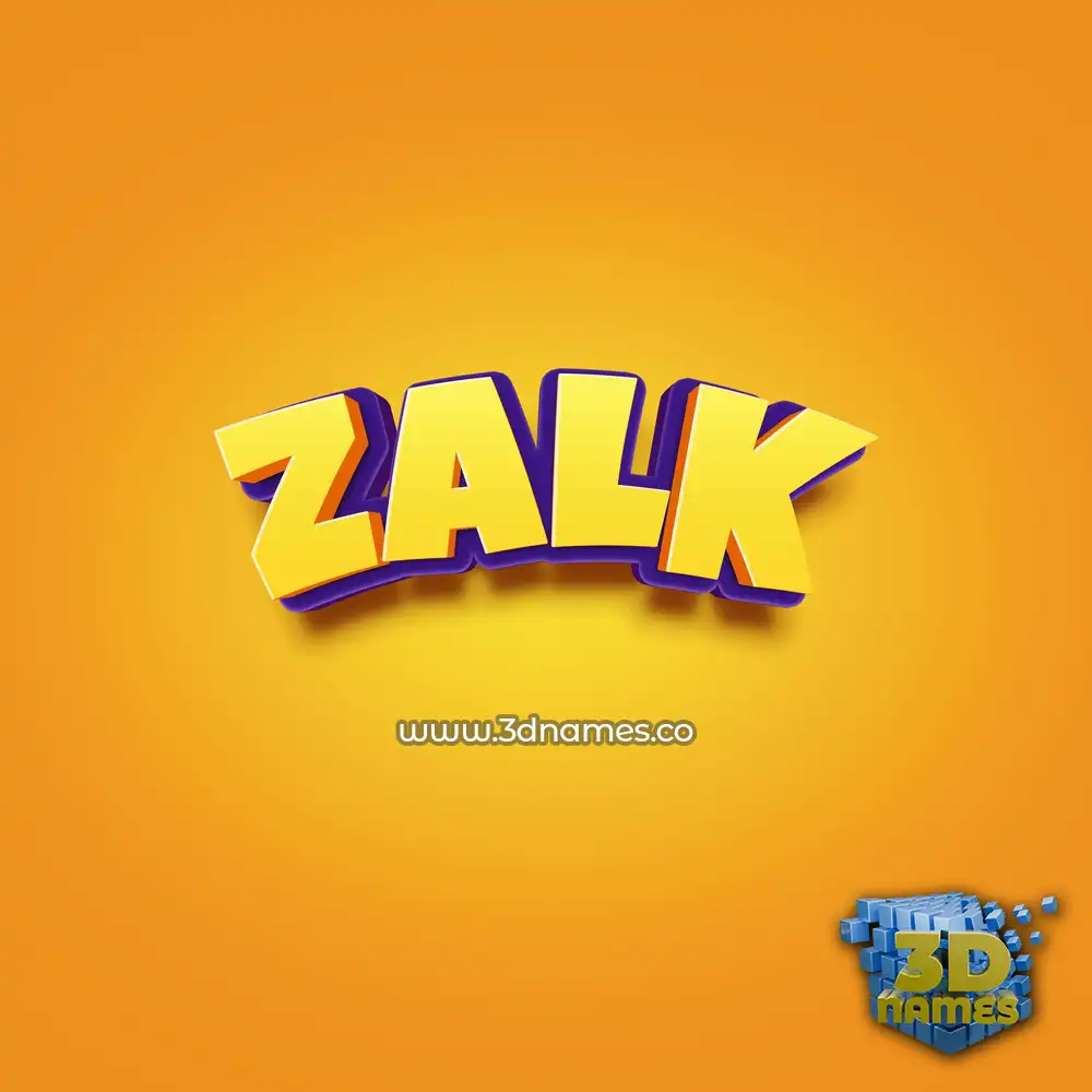 zalk in Orange Toon style - 3D name wallpaper