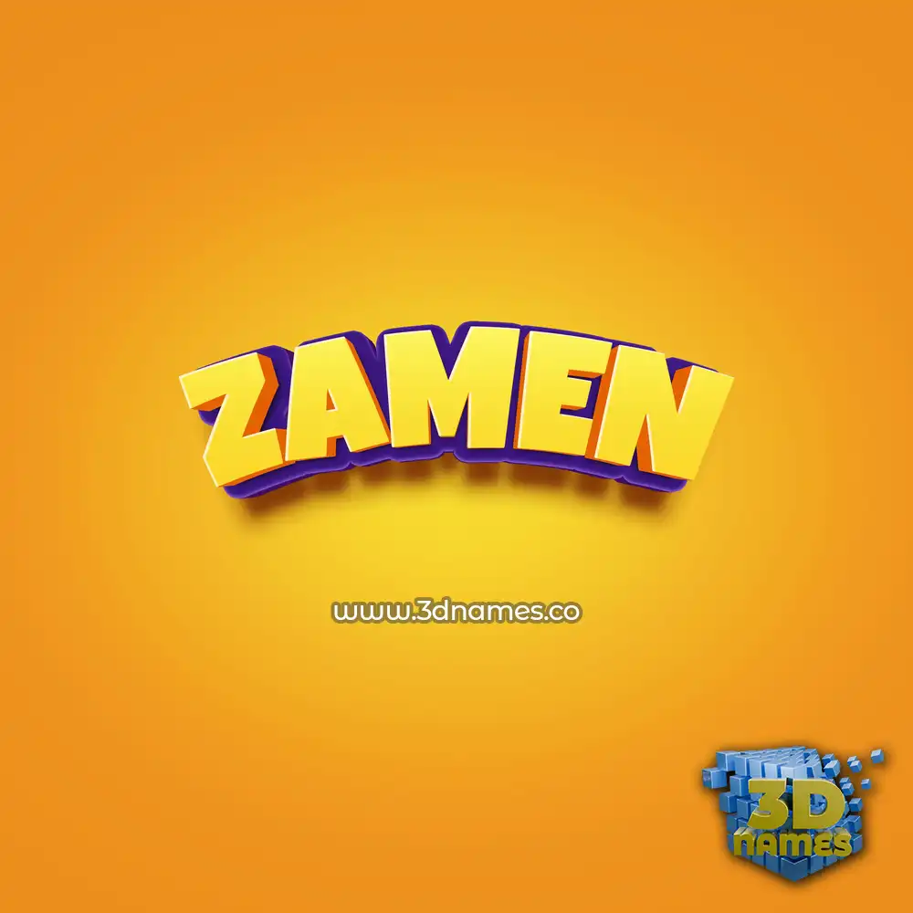 zamen in Orange Toon style - 3D name wallpaper