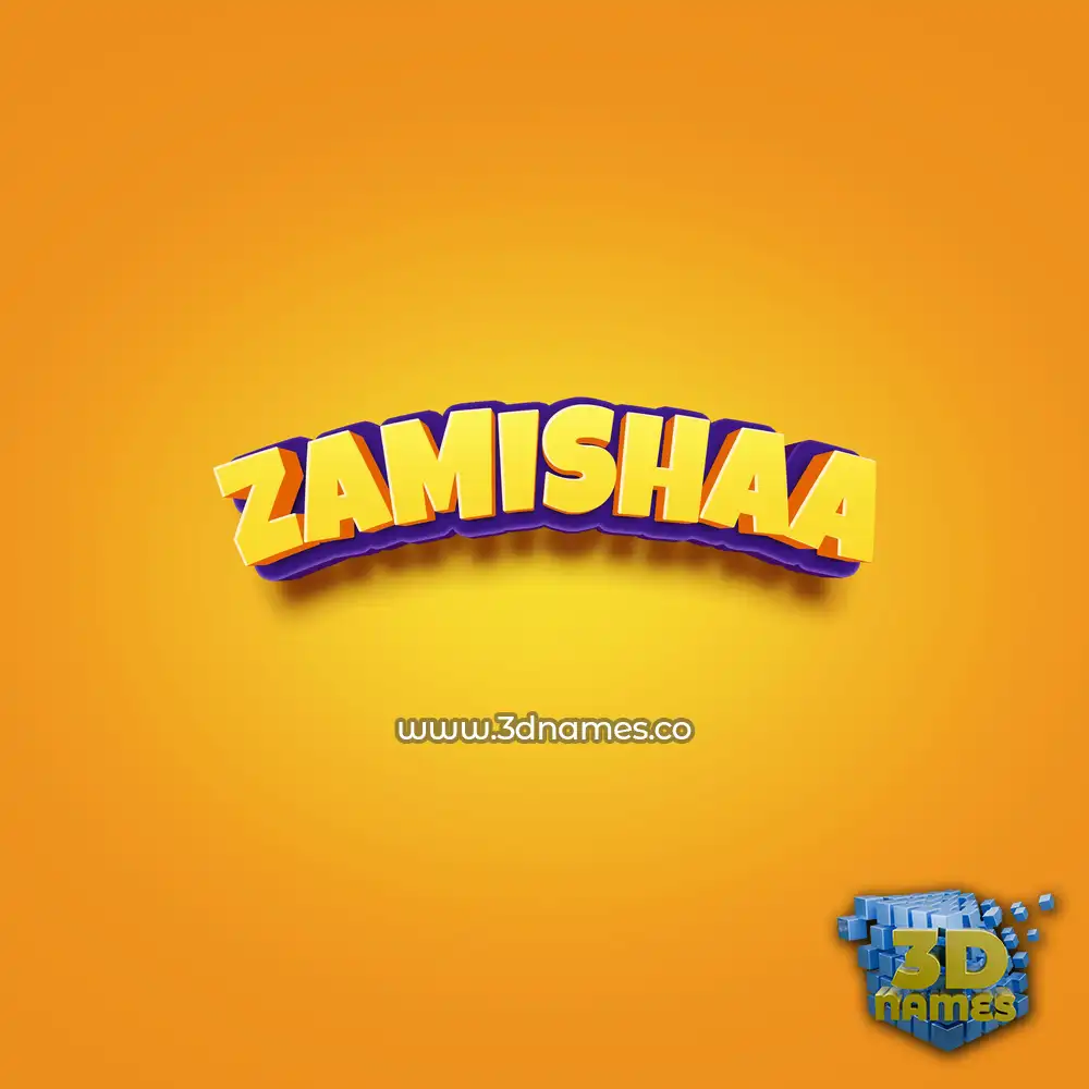 zamishaa in Orange Toon style - 3D name wallpaper