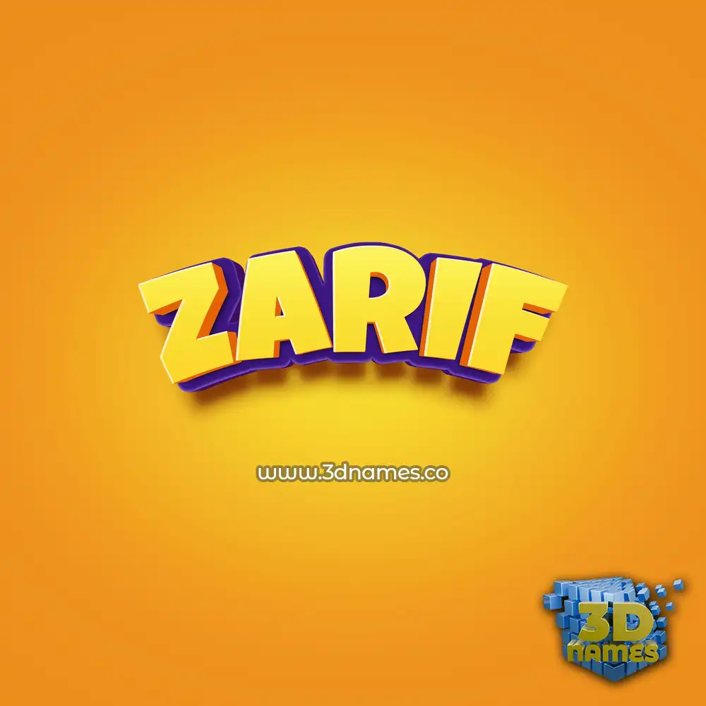 zarif in Orange Toon style - 3D name wallpaper