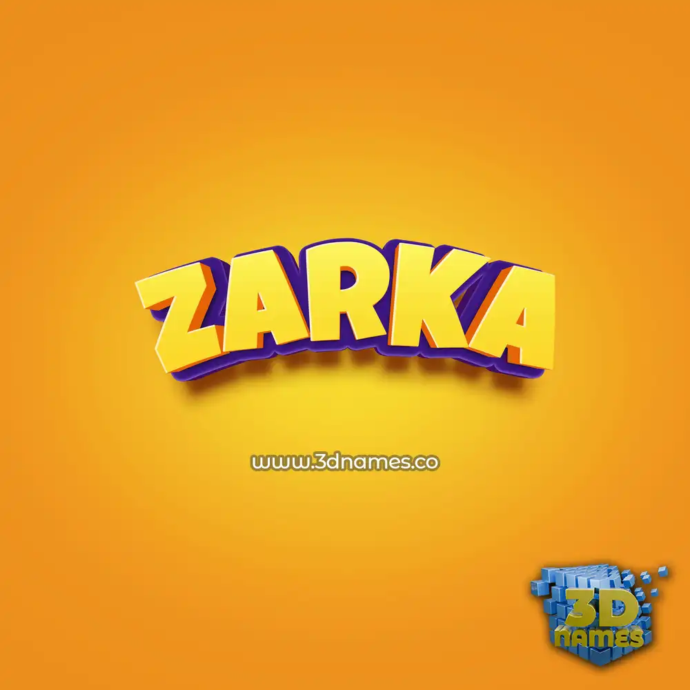 zarka in Orange Toon style - 3D name wallpaper