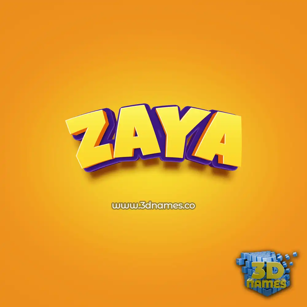 zaya in Orange Toon style - 3D name wallpaper
