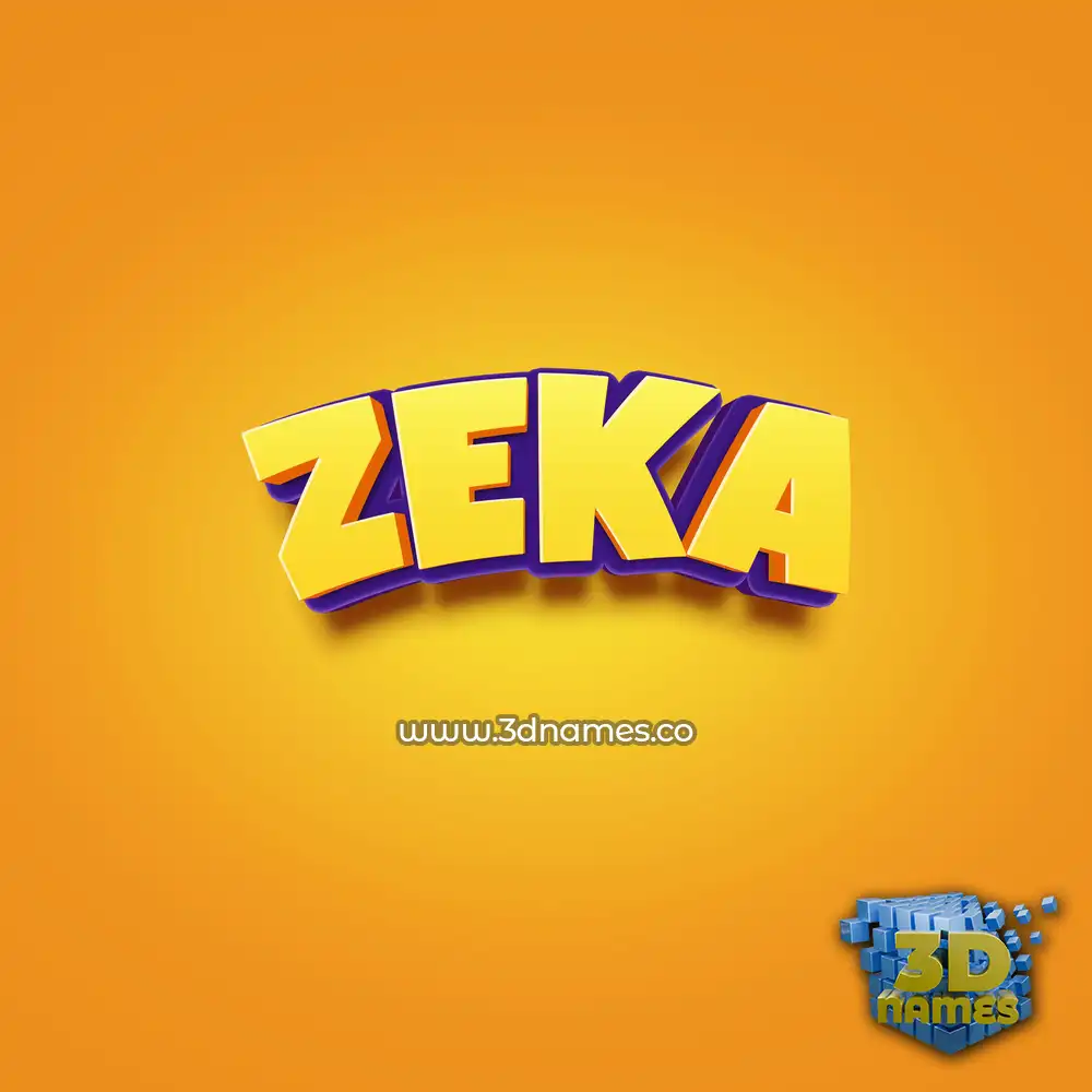 zeka in Orange Toon style - 3D name wallpaper