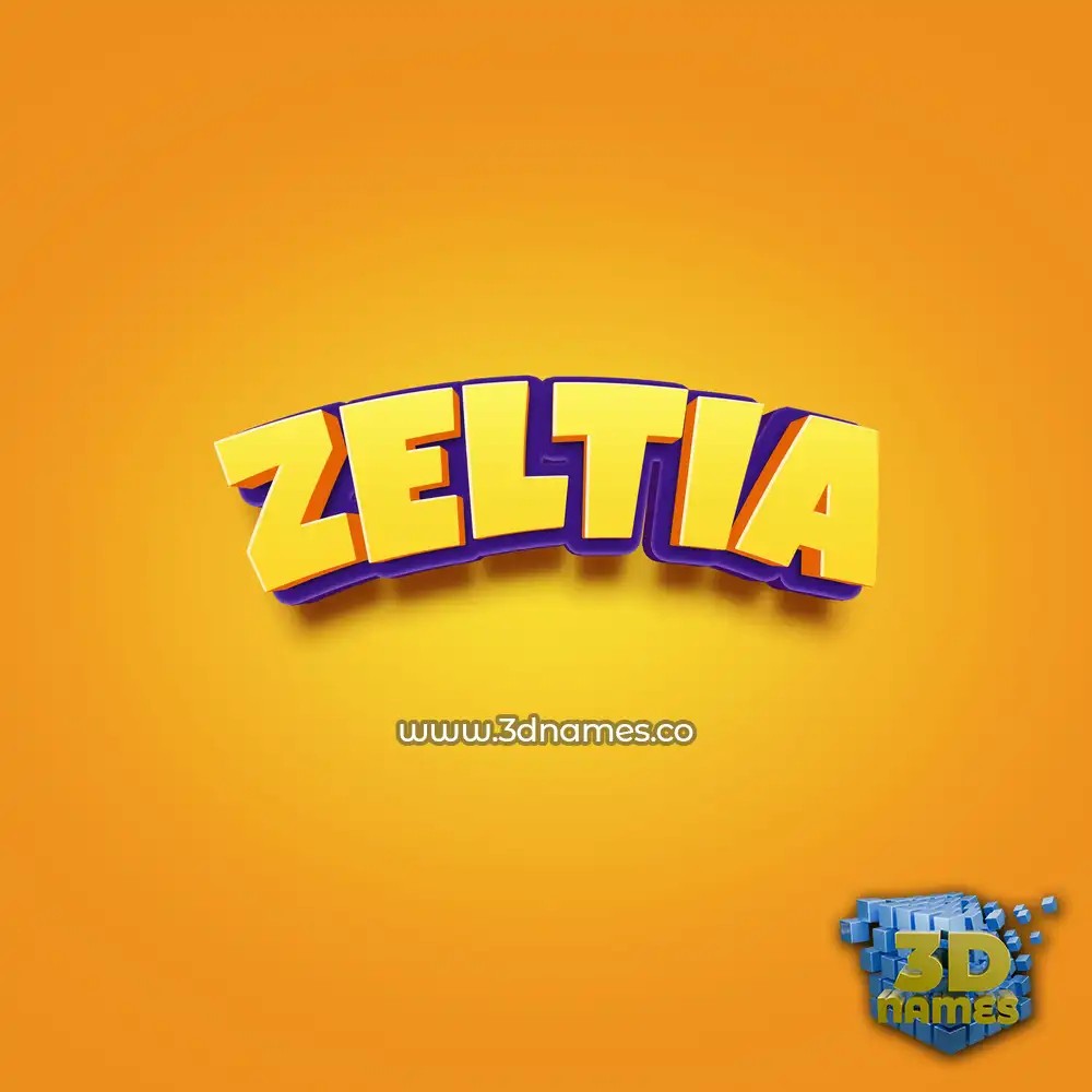 zeltia in Orange Toon style - 3D name wallpaper
