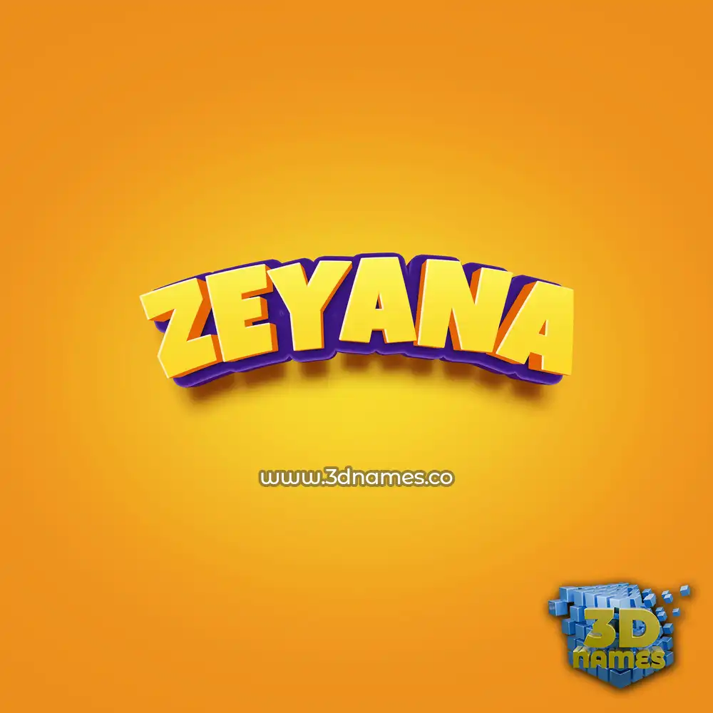 zeyana in Orange Toon style - 3D name wallpaper