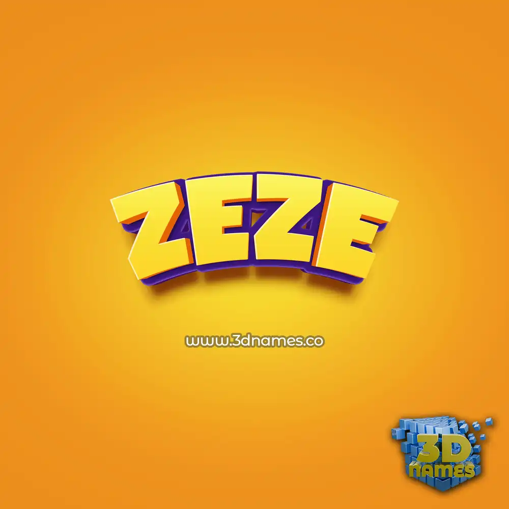 zeze in Orange Toon style - 3D name wallpaper