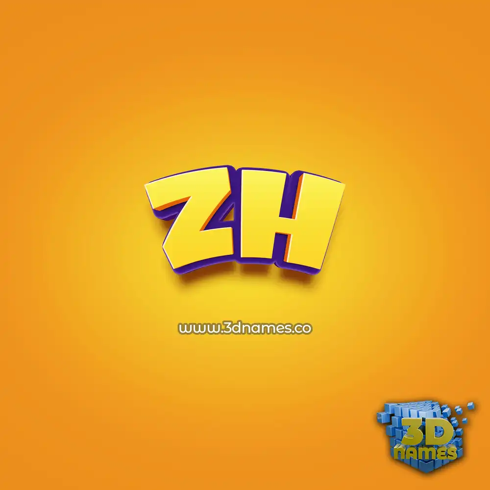 zh in Orange Toon style - 3D name wallpaper