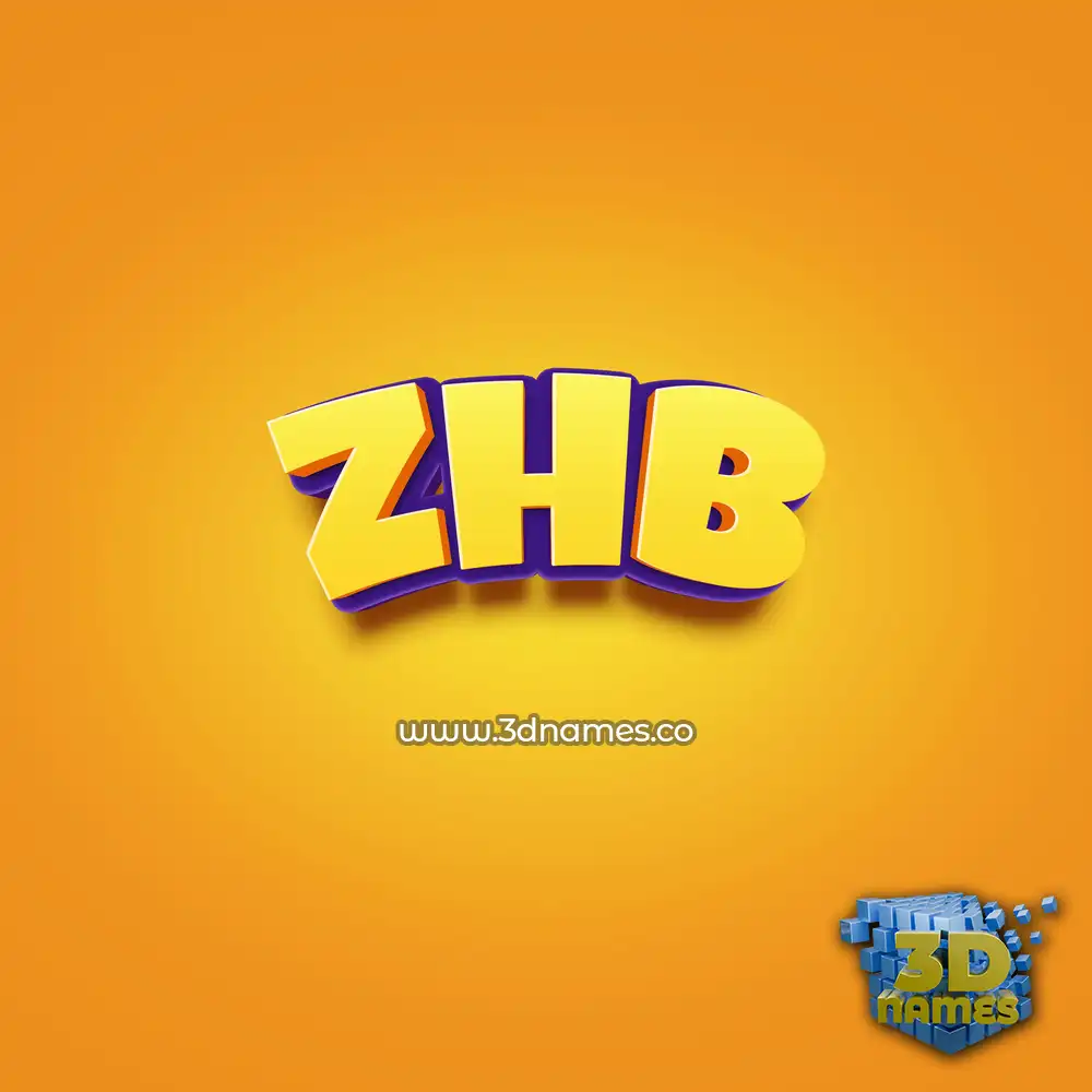 zhb in Orange Toon style - 3D name wallpaper