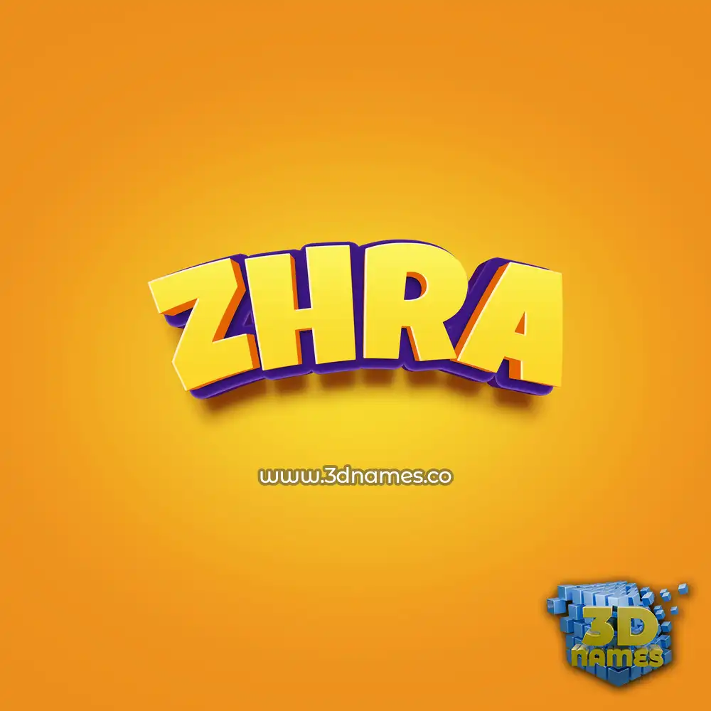 zhra in Orange Toon style - 3D name wallpaper