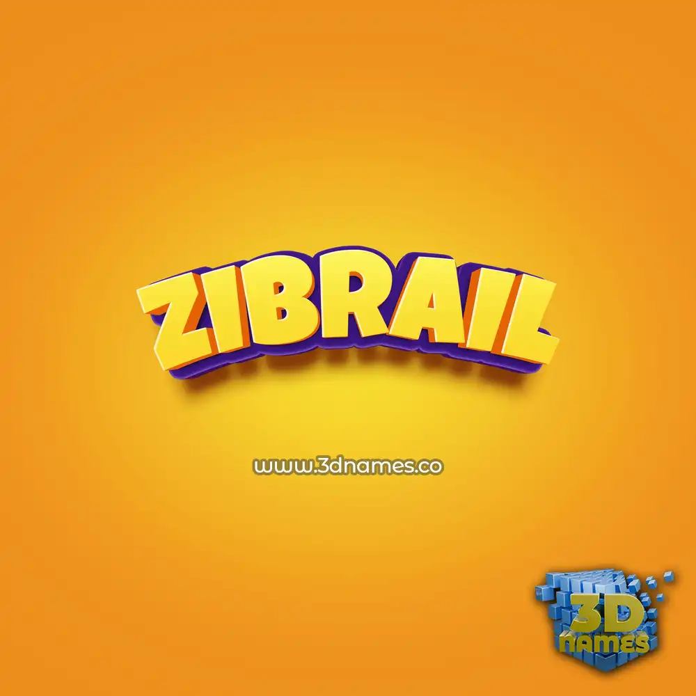 zibrail in Orange Toon style - 3D name wallpaper