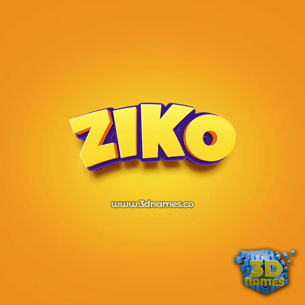 ziko in Orange Toon style - 3D name wallpaper