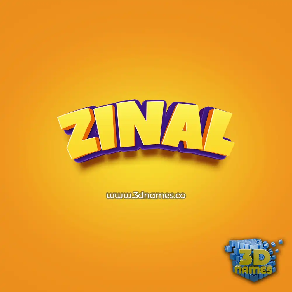 zinal in Orange Toon style - 3D name wallpaper