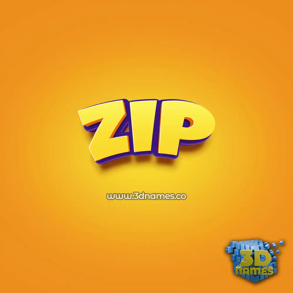 zip in Orange Toon style - 3D name wallpaper