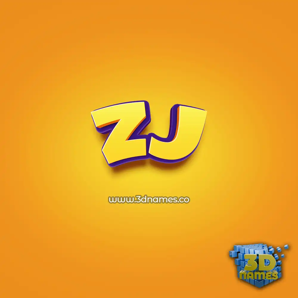 zj in Orange Toon style - 3D name wallpaper