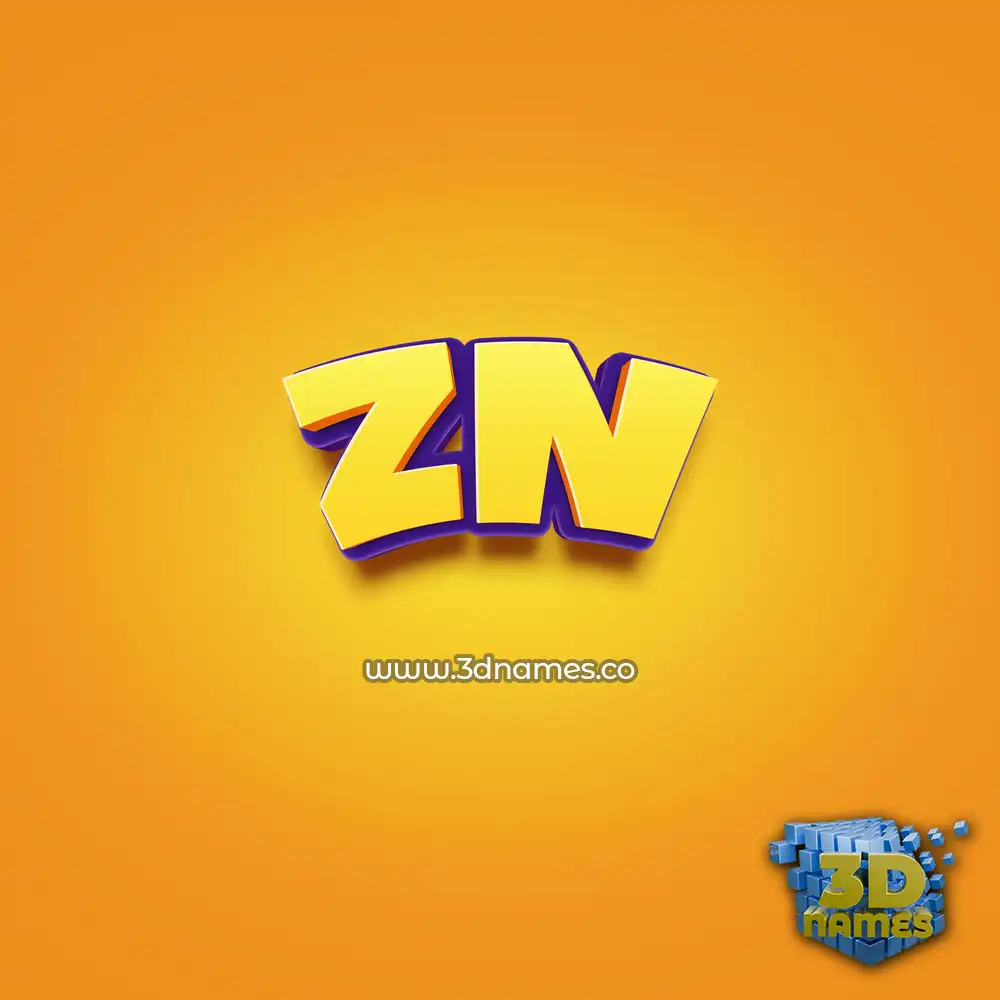 zn in Orange Toon style - 3D name wallpaper