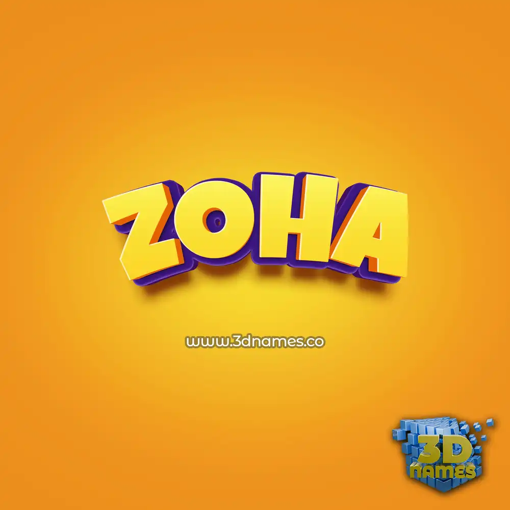 zoha in Orange Toon style - 3D name wallpaper