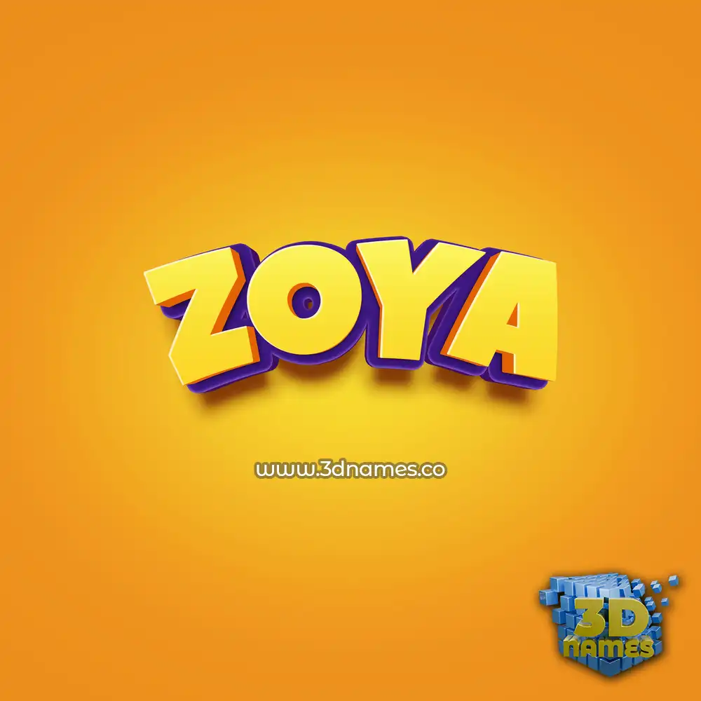 zoya in Orange Toon style - 3D name wallpaper