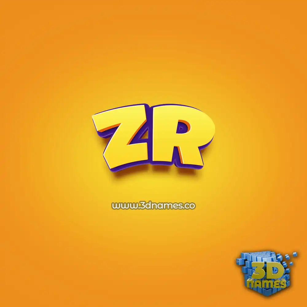 zr in Orange Toon style - 3D name wallpaper
