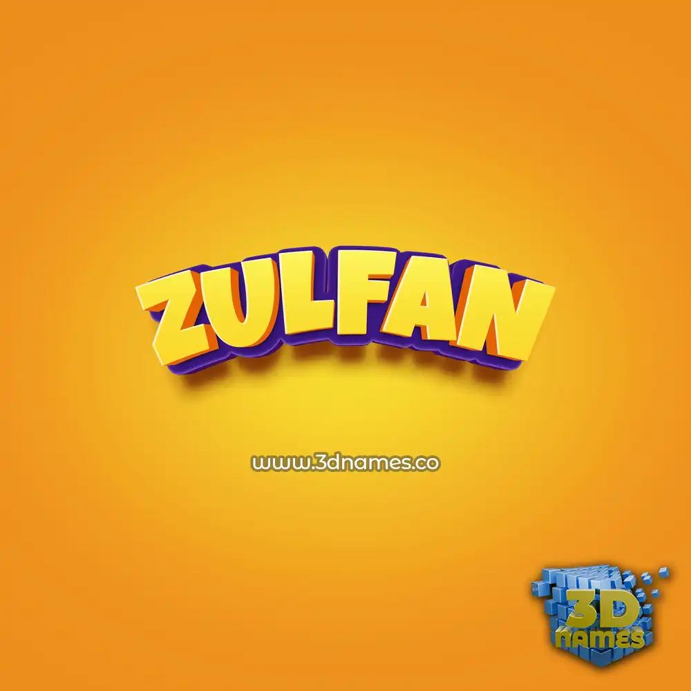 zulfan in Orange Toon style - 3D name wallpaper