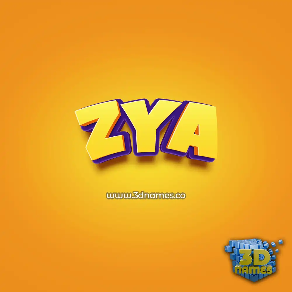 zya in Orange Toon style - 3D name wallpaper