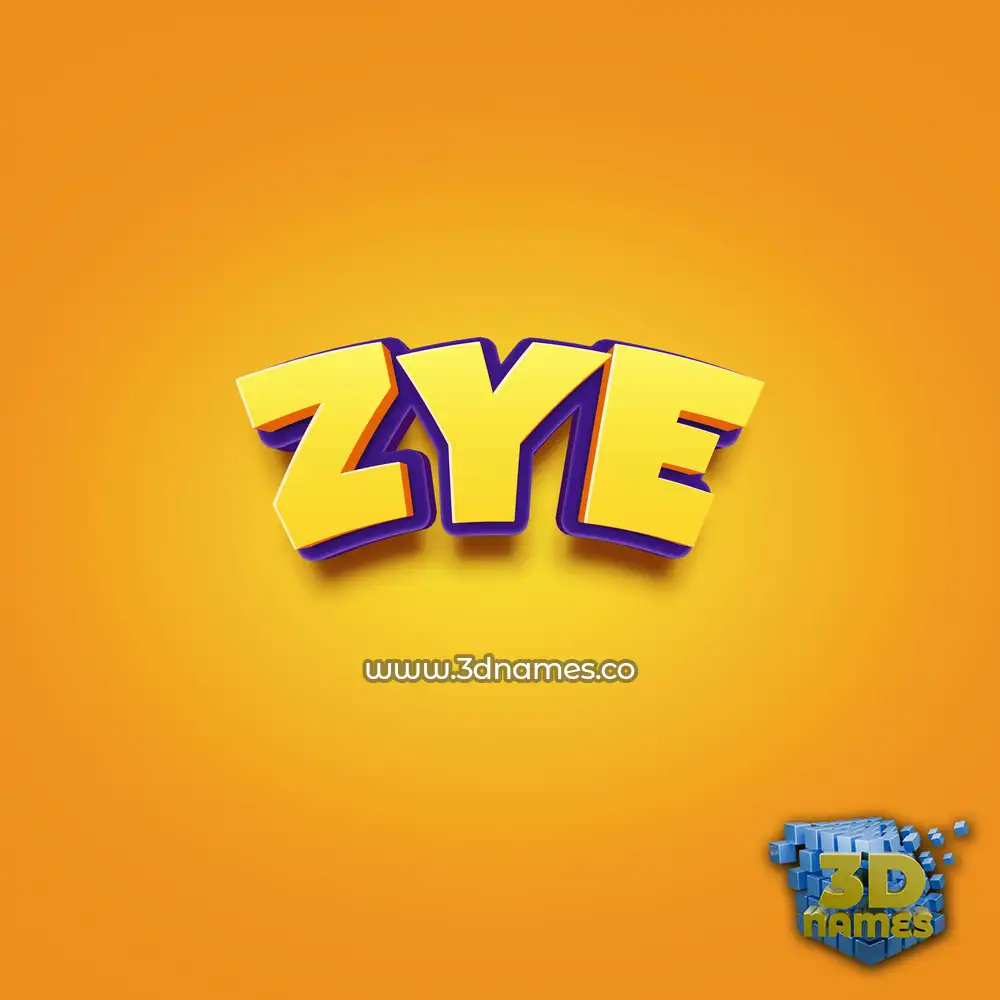 zye in Orange Toon style - 3D name wallpaper