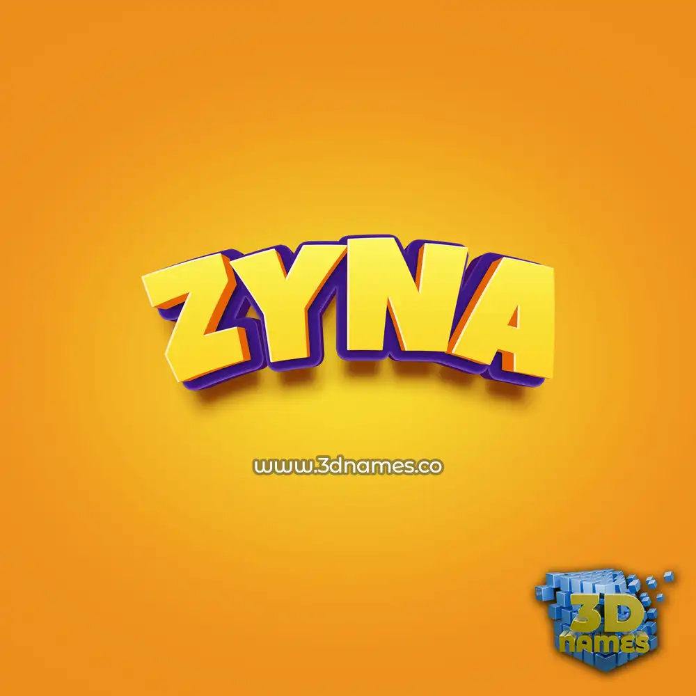 zyna in Orange Toon style - 3D name wallpaper