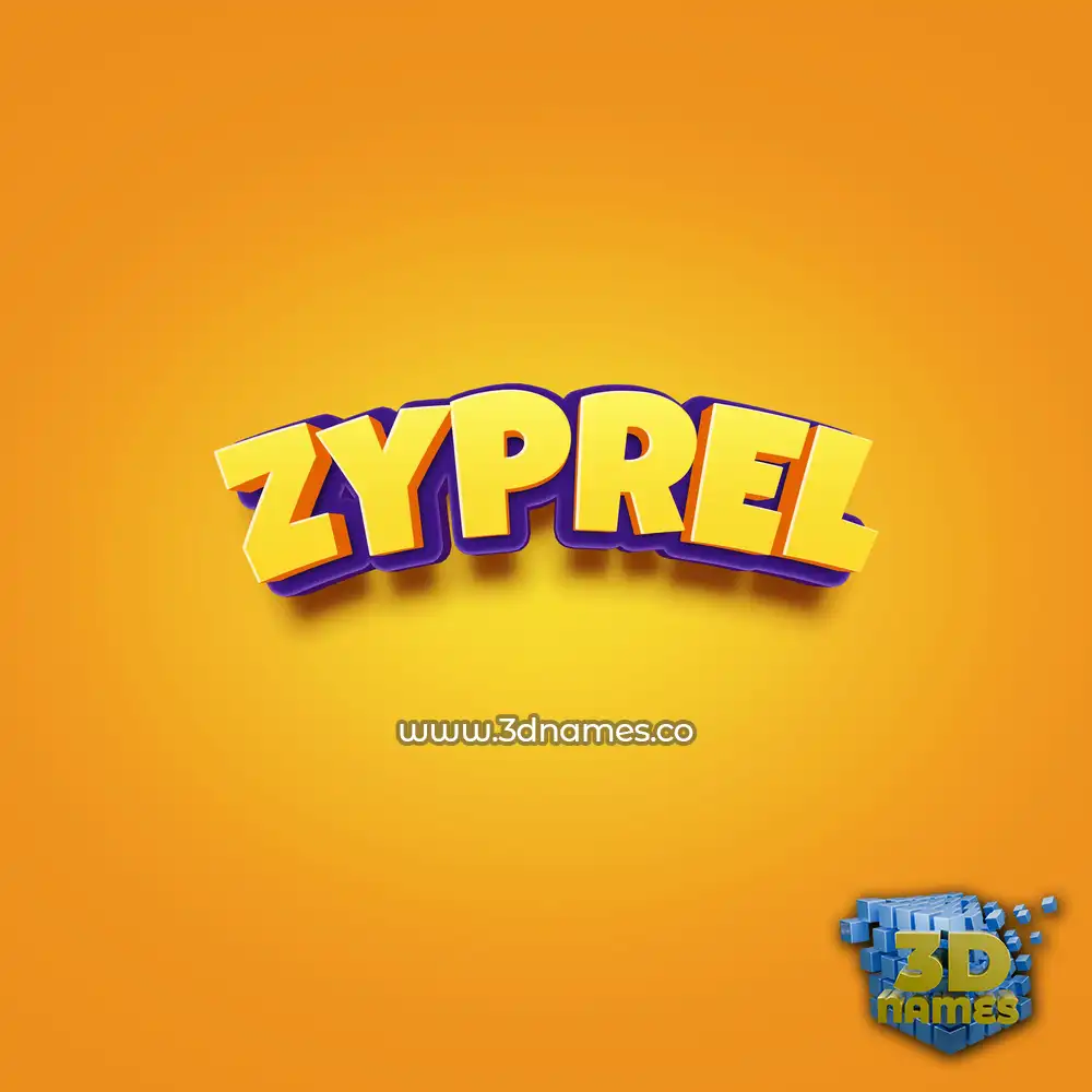 zyprel in Orange Toon style - 3D name wallpaper