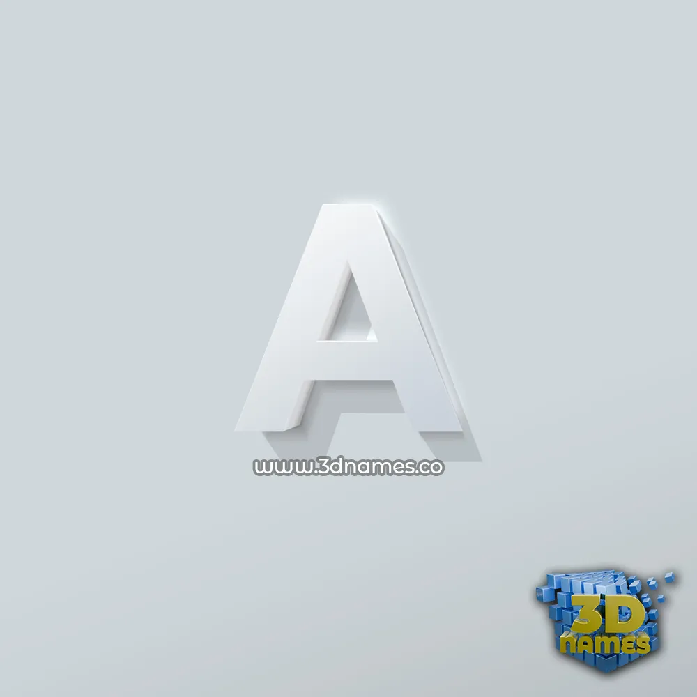 a in Clean White style - 3D name wallpaper
