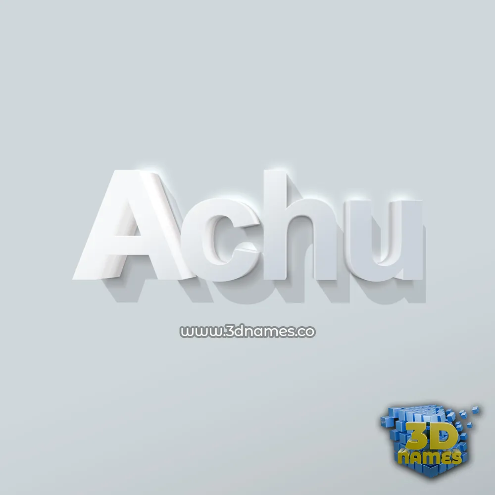 achu in Clean White style - 3D name wallpaper
