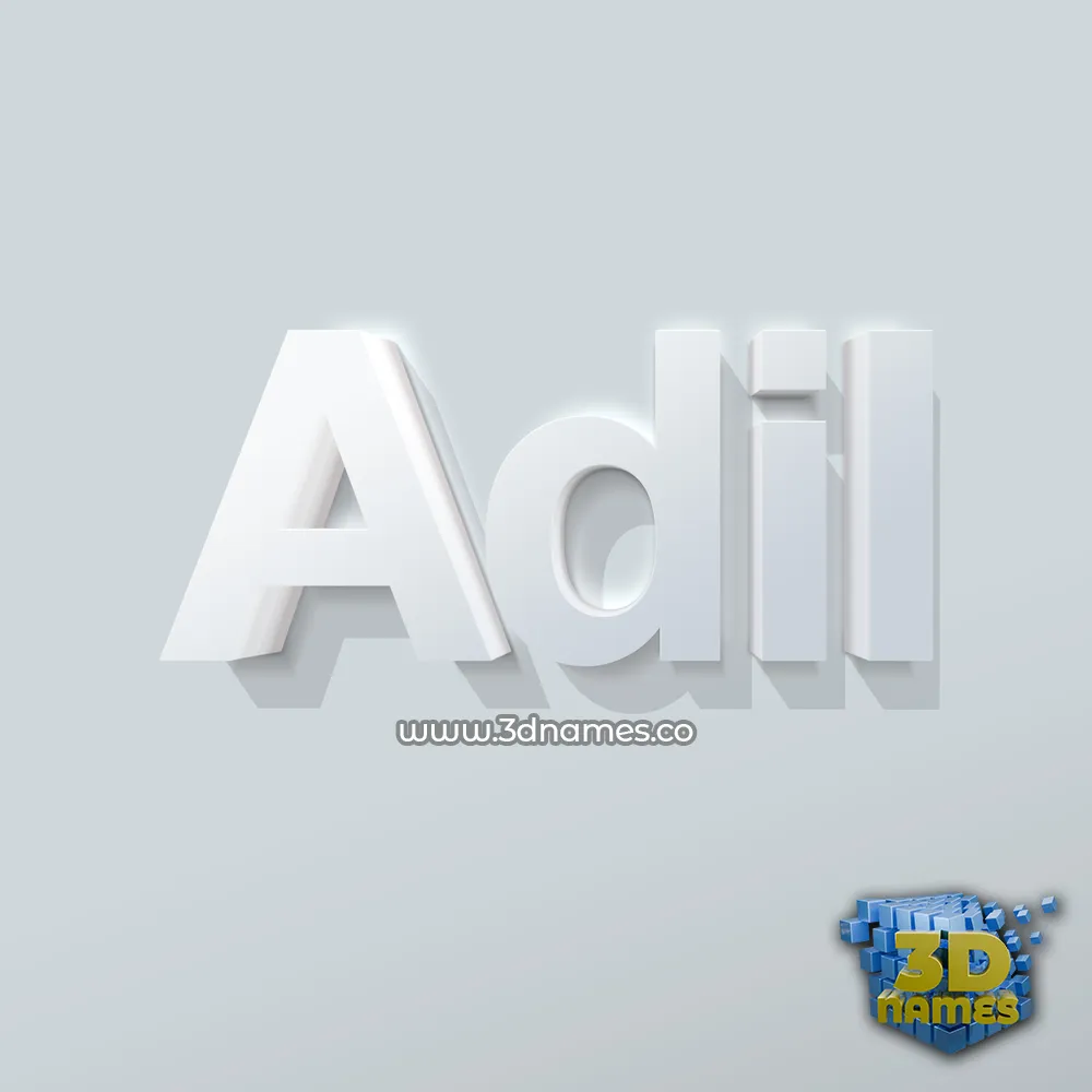 adil in Clean White style - 3D name wallpaper